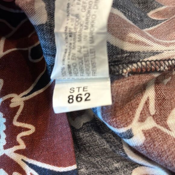 ZARA floral print 3/4 sleeve tunic shirt dress Sz S pockets borwn/black - Picture 10 of 12